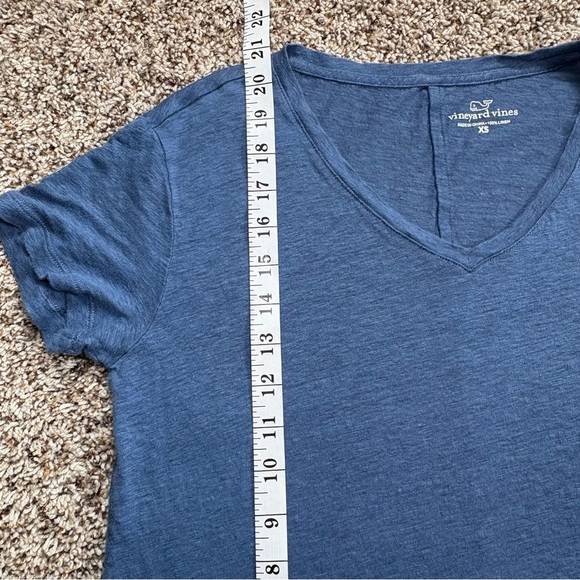 VINEYARD VINES Relaxed Fit Linen Short Sleeve Tee V-Neck Blue Size XS - Picture 7 of 7
